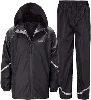 

GEEKLIGHTING Rain Suit for Men Outdoor Mountain Waterproof Windproof Lightweight Packable Hooded Rainwear Jacket & Trouser
