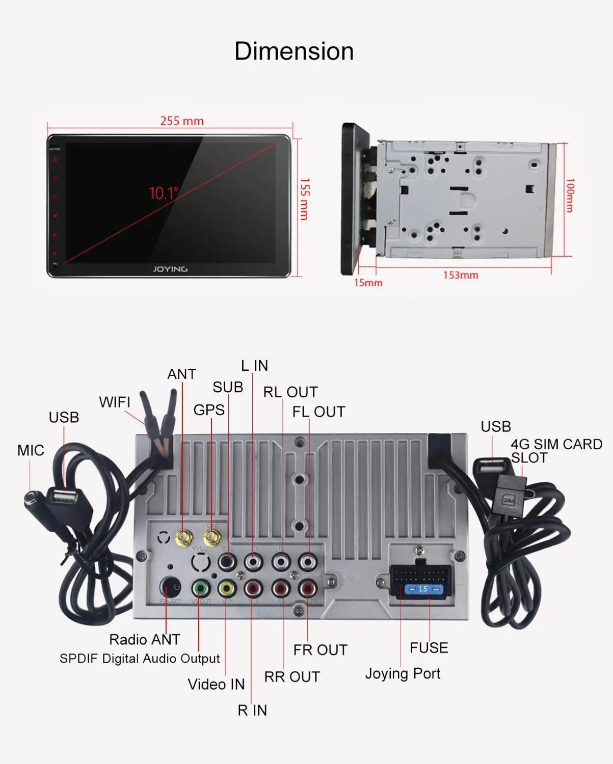 Top Joying 10.1" Double 2Din Android 8.1 Car Radio Stereo GPS Navigation Universal Head Unit Built-in 4G Modem DSP Multimedia Player 5