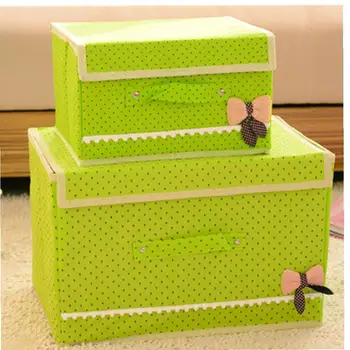 

2pcs/set Cute Bow Tie Home Storage Boxes Bins Organization Closet Underwear Organizer Box