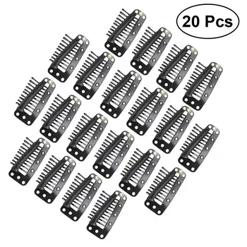 

TINKSKY 20pcs 10-Teeth Snap-Comb Wig Clips with Rubber for Hair Extension (Black)