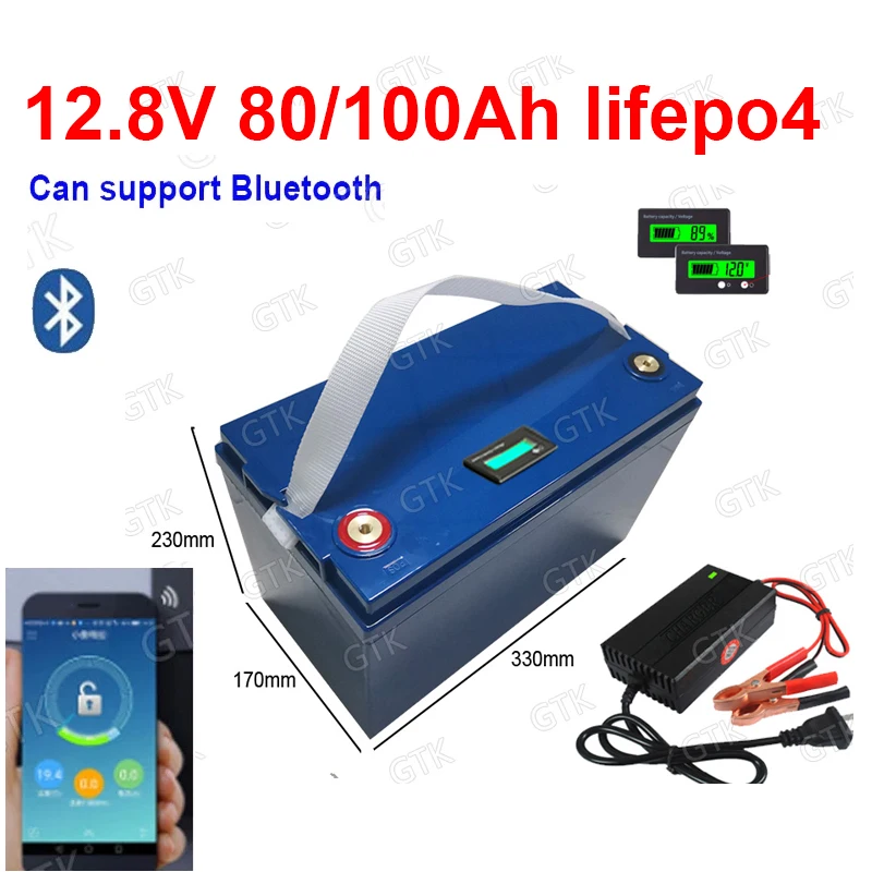 Gtk Lifepo4 12.8v 12v 100ah 80ah Lithium Battery Bluetooth Bms App