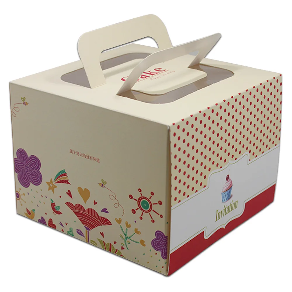 DHL, 5,3 ''x 5,3'' x 3,9 '', для дня рождения, для торта, выпечки, печенья, упаковочные коробки с ручкой, Нежная Свадебная бумажная переносная упаковочная коробка - Цвет: Yellow pattern
