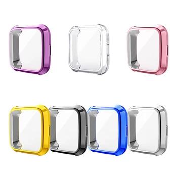 

For Fitbit Versa Lite Watch Screen Protective Cover TPU Electroplating Anti-Drop Watch Case