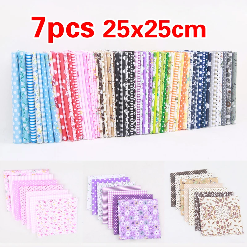 

7pcs 25*25cm Patchwork Needlework DIY Handmade Sewing Quilting Mixed Floral Print 100% Cotton Fabric Cloth Material Accessories