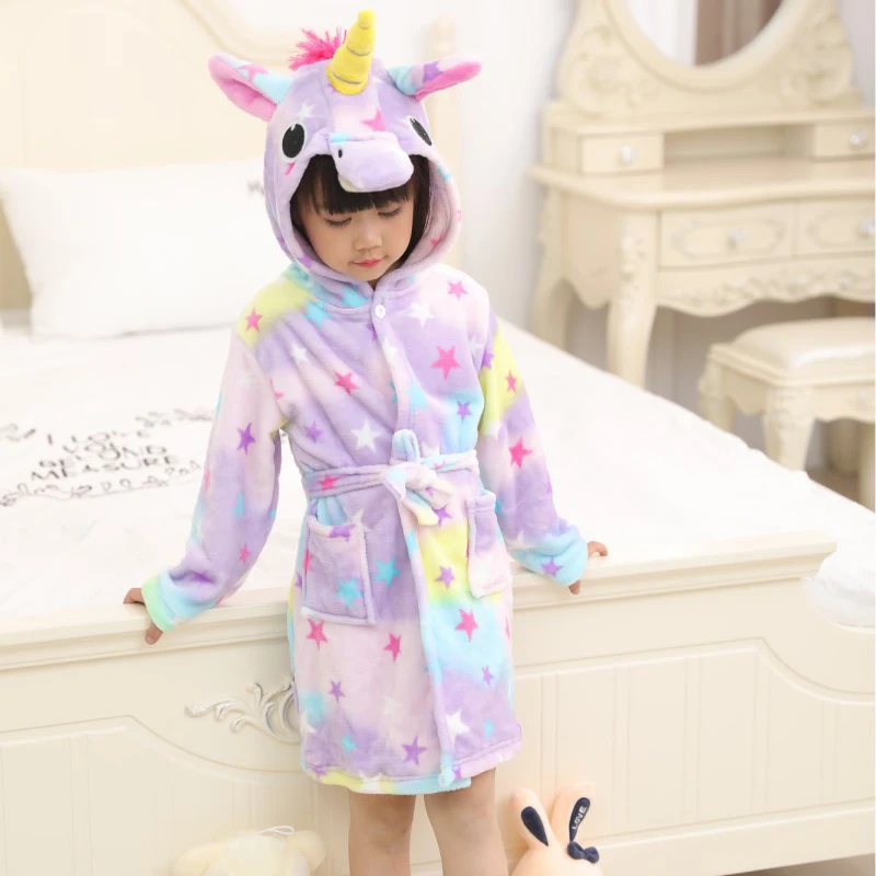 Детское Фланелевое ночное белье, детский халат, повседневная одежда для сна, одежда для мальчиков и девочек, домашняя одежда, коралловый флис, зимняя ночная рубашка
