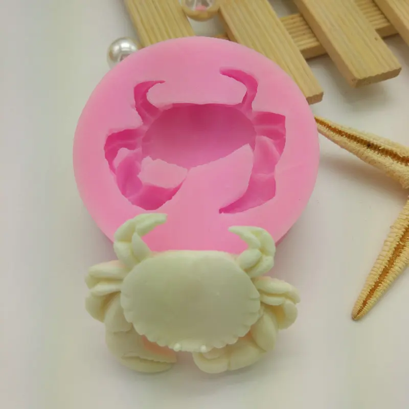 Cute Crab Shape Ocean Theme Fondant Cake Decoration Silicone Mold Candy