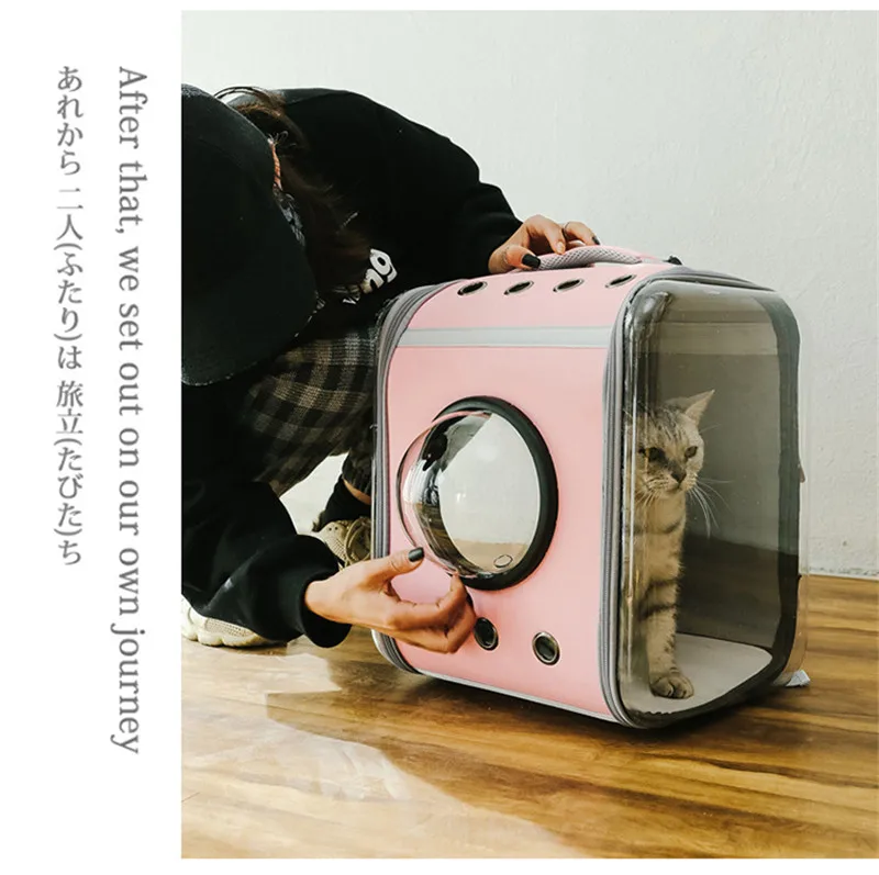 Breathable cat carrier backpack for traveling with small dogs and cats – portable and space capsule design