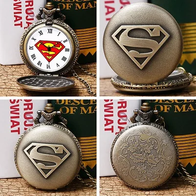 Классические кварцевые карманные часы супермена с necklace ем кулоном, Ретро Мужские кварцевые брелоки и карманные часы, дропшиппинг P442C - Цвет: 3