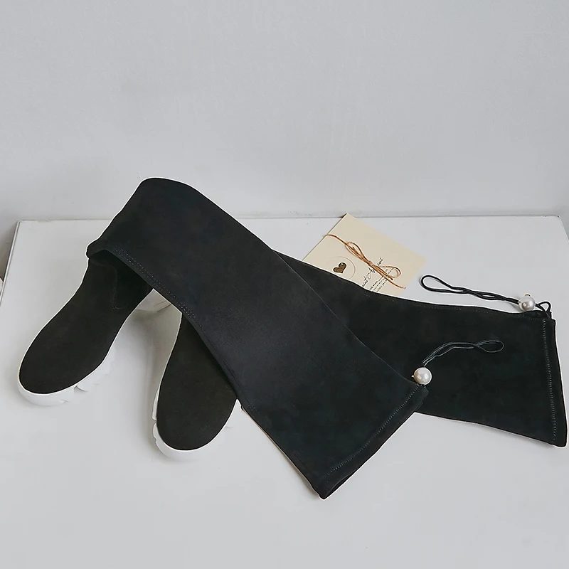 Genuine Leather Over The Knee Boots Women Platform Heel Winter Shoes Woman Fashion Zipper Riding Boots