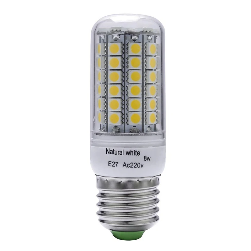 $2.53 8W, Halogen Bulb Equivalent, E27, 580 Lumens, 69 pcs SMD 5050, White, 4500K LED Corn light Bulb Indoor Bar Lighting