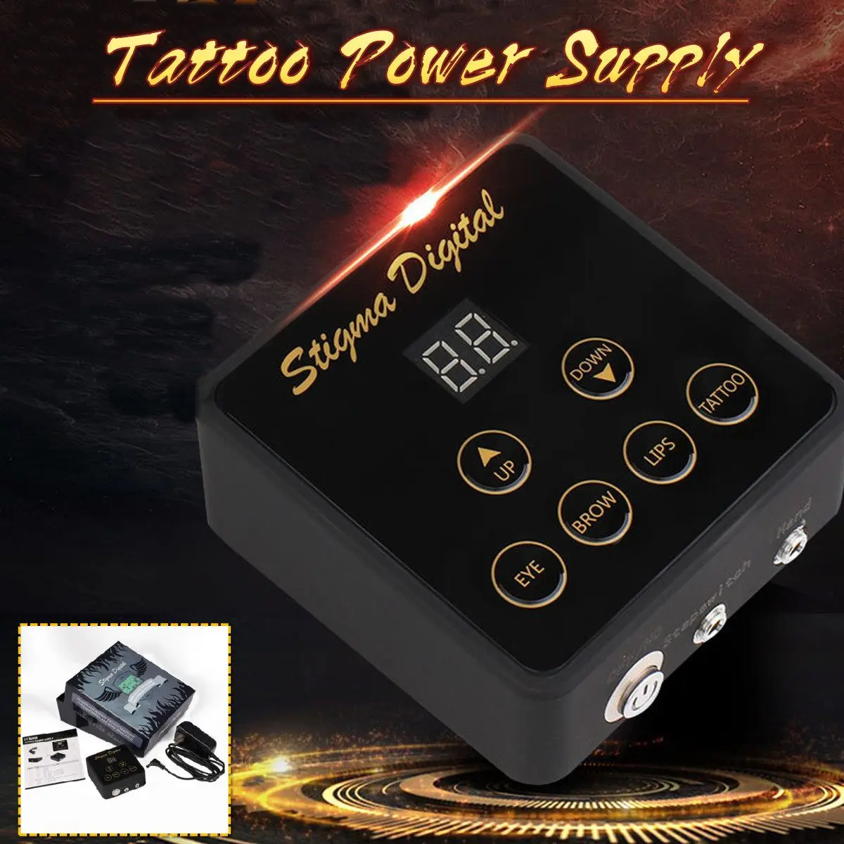 

Fashion Professional Digital LCD Tattoo Powers Supply High Quality Black Tattoo Supply Machine Battery Pack RCA Connection New