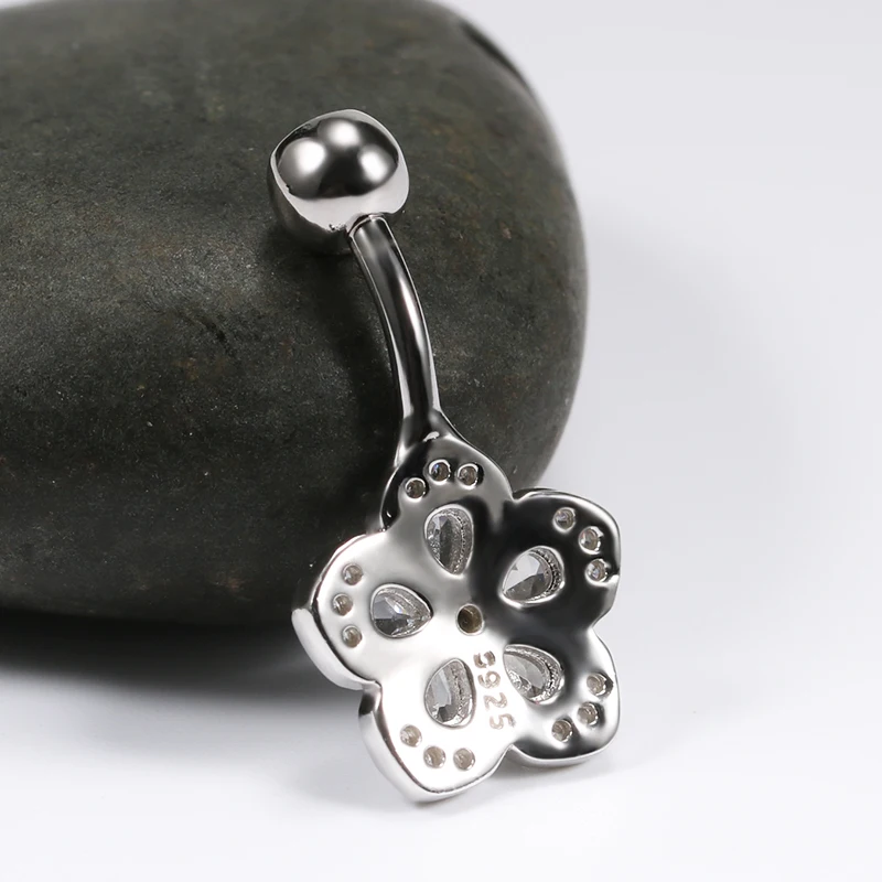 Flower Navel Belly Button Piercing Rings Bulk 925 Sterling Silver Body Jewelry For Women Fine Summer Accessories Romantic Gift 5