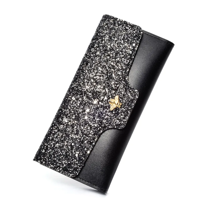 

Luxury Phone Bag Women Long Wallet Sparkly Sequined Clutch Glitter Pu Leather Ladies Card Holder Coin Purse Female Wallets