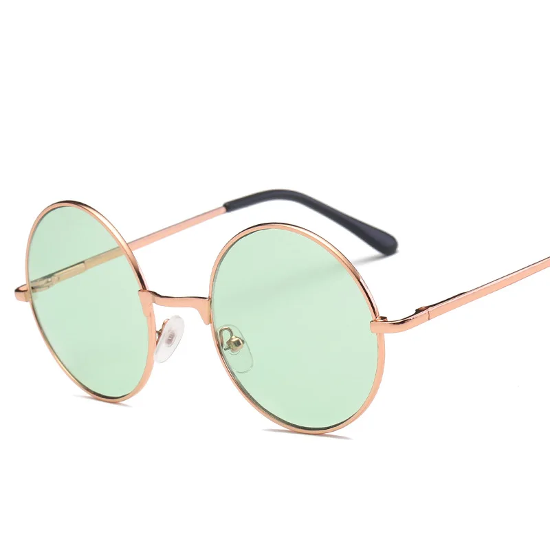 Модные Разноцветные Ретро Круглые Солнцезащитные очки женские солнцезащитные очки с линзами сплав Солнцезащитные очки женские очки водительские очки автомобильные аксессуары - Название цвета: Зеленый