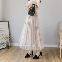 Весна г.; новая модель han; сетчатые юбки с бусинами; плиссированная юбка из плюша