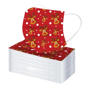 

Fast Delivery 50/100PC Adult Face Mask Mascarilla 2021 Christmas Disposable Print Face Mask Industrial 3Ply Ear Loop Mascarillas
