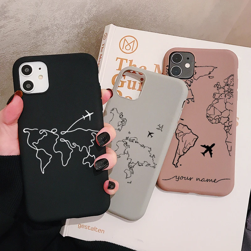 

World Map Travel Phone Case for XiaoMi RedMi Note 8 7 6 5 K20 Pro Frosted Silicone Cases Soft Back Cover