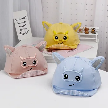 

2020 Baby boy girl hats Children's hat spring and summer new cartoon cat baseball caps solid color baby sun hat infant snapback