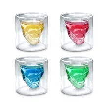 100 мл хрустальный череп Shotglass креативные двойные стенки бокалы для коктейля водки скотч виски смешная Питьевая кружка для мужчин