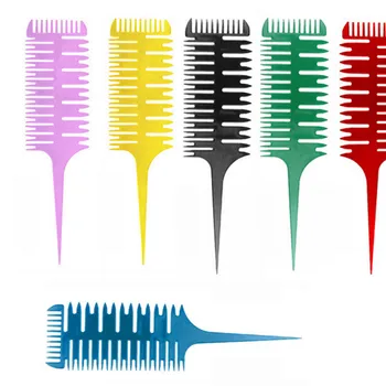 

1PC Barber Salon Style Haircut Comb With Tail Fish Bone Shape Colorful Women Updo Big Tooth Comb Hair Dyeing Tool