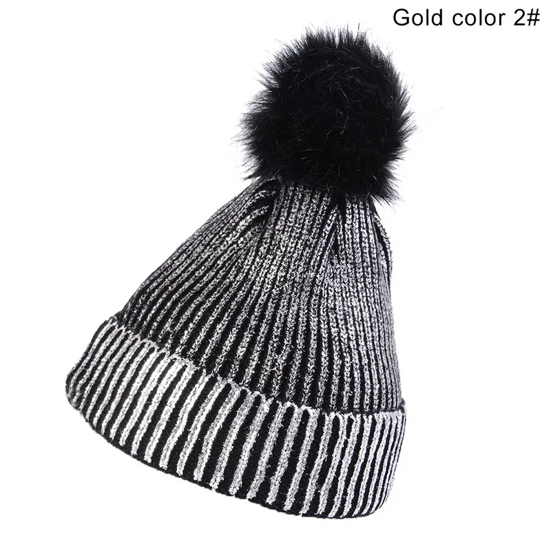 gold color2 OEAK, популярные женские шапки и шапки, блестящая Меховая кепка, зимняя женская шапка теплые вязаные шапки, шапка s, новая Толстая Gorras - Цвет: gold color2
