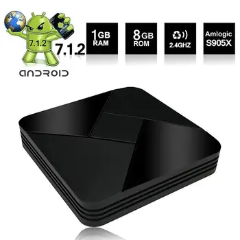 

X5 S905X Android 7.1.2 Quad Core Set Top Box 1GB RAM 8GB ROM Support External USB Camera 200W / 500W WiFi Smart TV Box