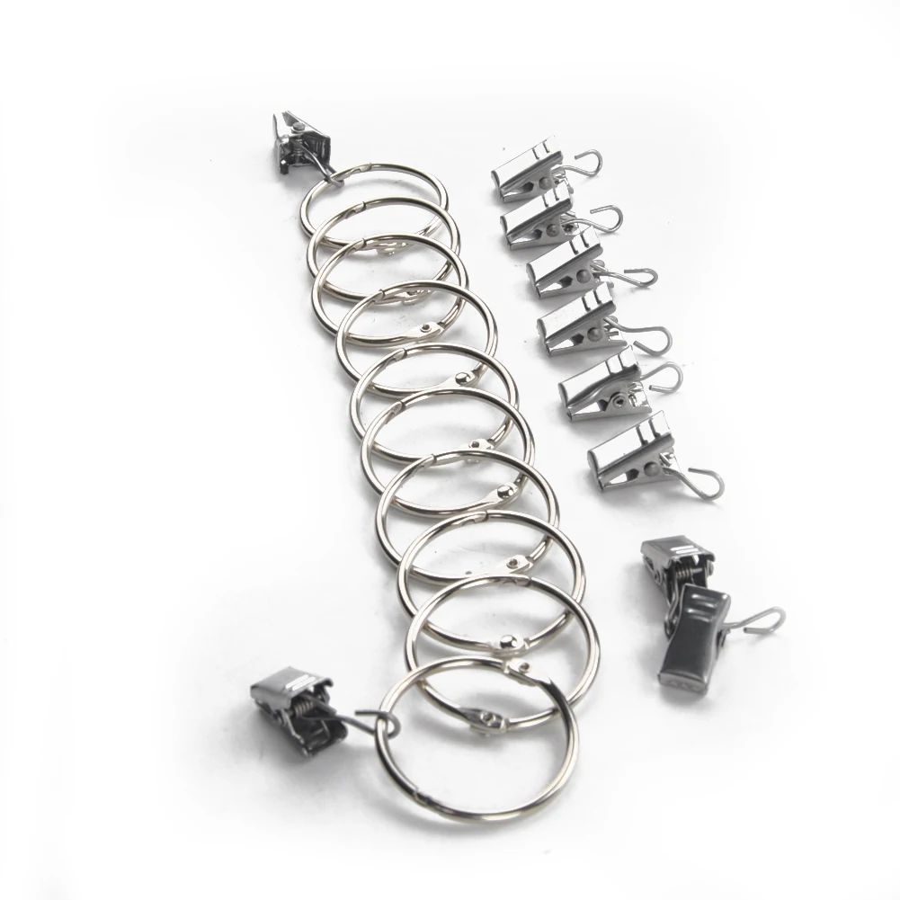 10pcs Rail Drapery Hook Window Accessories Bathroom Flexible Shower Home Living Room Clamps Stainless Steel Curtain Clips Holder