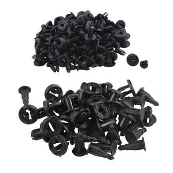 

125 Pcs Plastic Rivet: 25 Pcs Plastic Door Rivets Clip 10Mm Hole & 100 Pcs Black Rivets Fastener 6Mm Hole