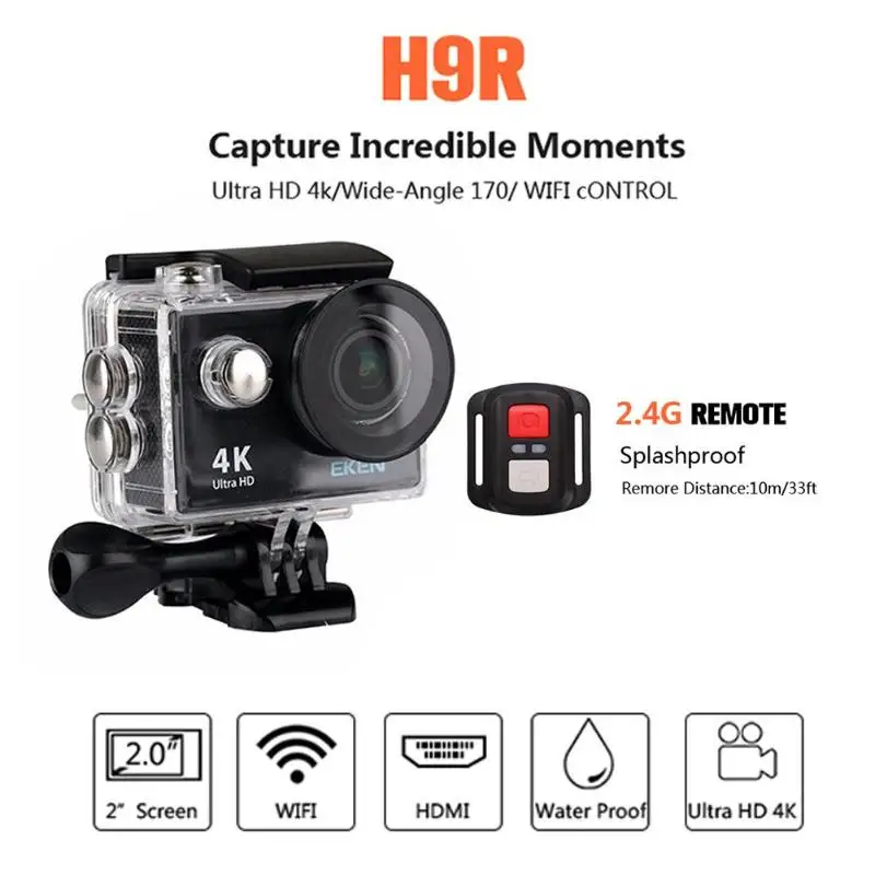 

EKEN H9R 4K WiFi WiFi 2.0" 170D Underwater Waterproof Sport Action Camera With Remote Controller