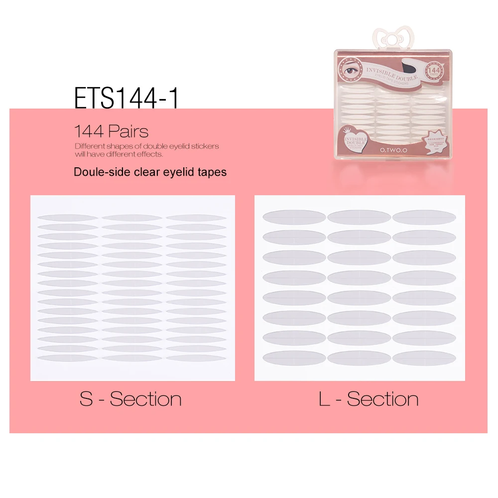 O.TWO.O Double Eyelid Tape 144 Pairs S/L Long Lasting Waterproof Eye Lift Natural Eye Tape Makeup Tools With Box makeup