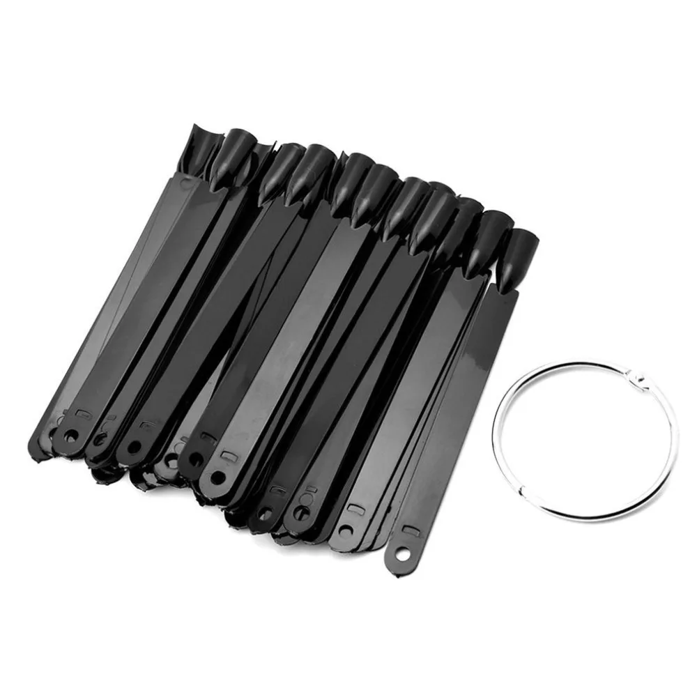 

50Pcs Nail Art Display Tips Black Fan Shaped Board False Stick Practice Training Round Hoop Wheel UV Gel Polish Manicure Tools