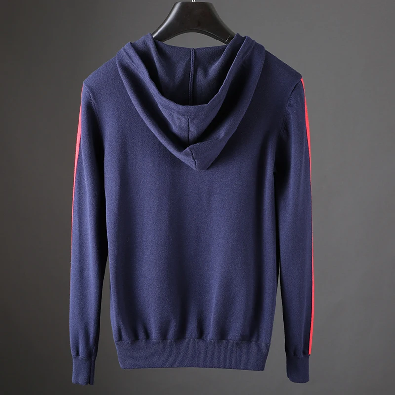 Buy JSBD high-end casual sports set men's hooded slim knit cashmere contrast color long sleeve two-piece men