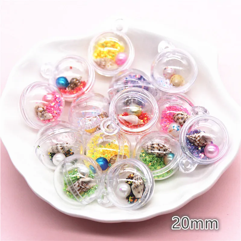 10 шт. 2 см прозрачный пластиковый открывающийся шарик с блестящими пайетками