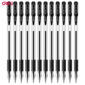 

Deli Gel pen 12pcs 0.5mm high quality simple signing pen for school office stationery student writing black red blue ink gel pen