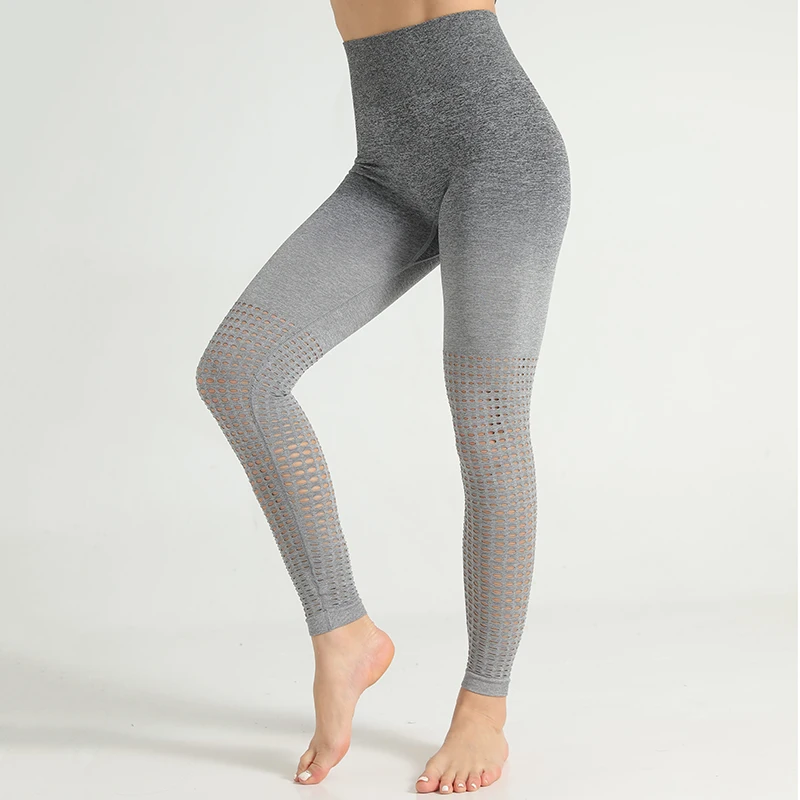 Новые бесшовные леггинсы для фитнеса, йоги, женские удобные эластичные спортивные трико для спортзала, бега, высокая талия, штаны для йоги с контролем живота - Цвет: NS-6090 Gray