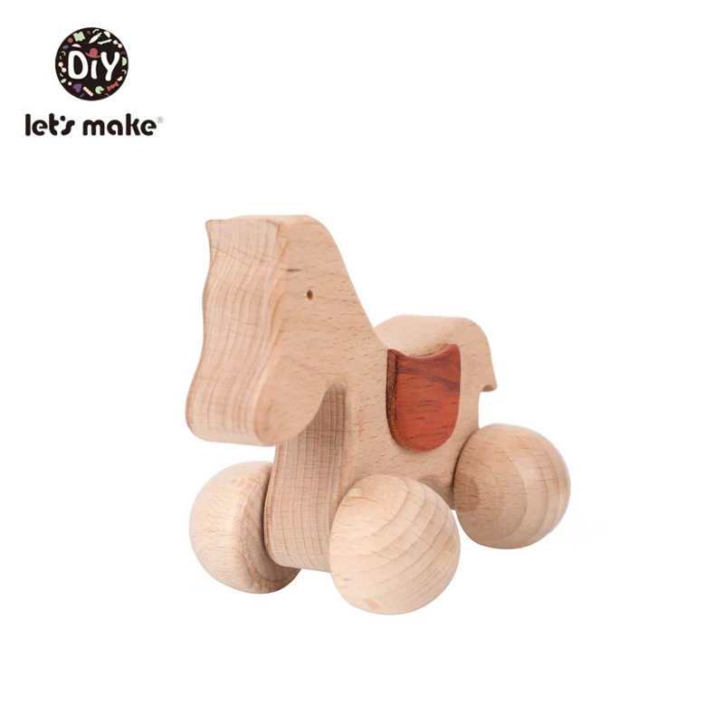 Игрушки для малышей из бука, деревянные блоки, 1 шт., деревянная машинка в форме собаки и лошади, Обучающие игрушки Монтессори для младенцев, Товары для малышей