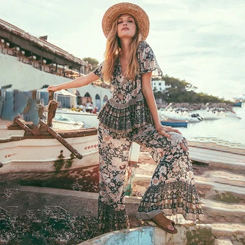 

Supermiss Women 2020 Short Sleeve 2 Two Piece Set Sexy Summer Printed Beach Boho V Neck Loose Shirt Female Casual Holiday Outfit