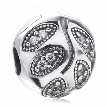 

Authentic 925 Sterling Silver Bead Charm Crystal Sparkling Leaves Clip Stopper Beads Fit Bracelet Diy Jewelry