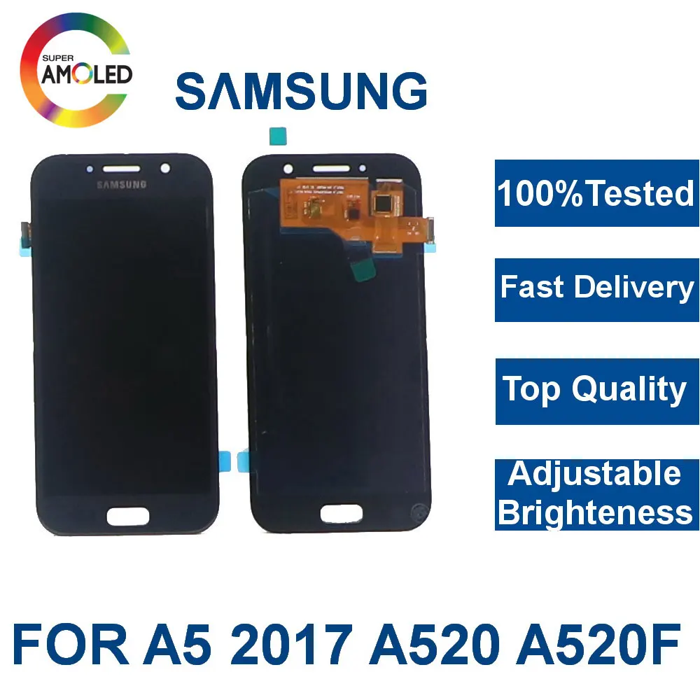 Ceny 100% testowane super amoled lcd do samsunga Galaxy A5 2017 A520 A520F SM A520F do ekranu lcd telefonu wyświetlacz montaż digitizera ekranu dotykowego
