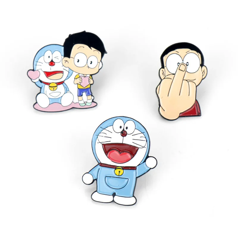 Японские аниматоры Аниме Doraemon esmalte pines Nobita Nobi металлические броши y solapa Pin mochila insignia