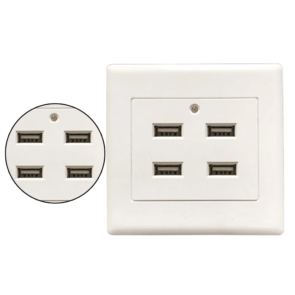 

2019 New Useful 4 Port USB Wall Charger Plate Coupler Outlet Power Socket Plug Panel DC 5V US Socket