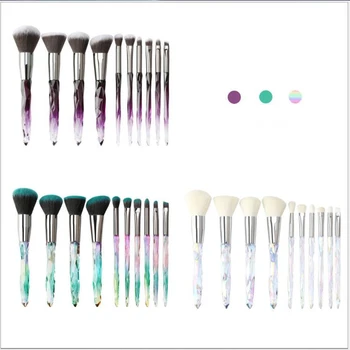

10Pcs/Set Makeup Brushes Set Diamond Crystal Handle Blending Foundation Powder Eyeshadow Eyebrow Brush Beauty Make Up Tools