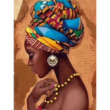 African Woman DIY Cross Stitch Embroidery 11CT Kits Craft Needlework Set Cotton Thread Printed Canvas Home Decoration