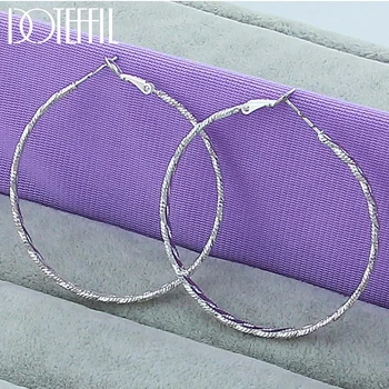 

DOTEFFIL 925 Sterling Silver Big 50mm Hoop Earrings For Woman Wedding Engagement Party Fashion Charm Jewelry