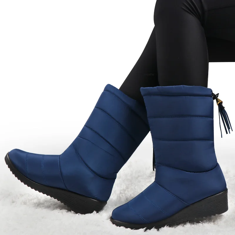 

Designer Women Ankle Snow Boots Female Down Plush Winter High Boots Girls Fringe Waterproof Fur Sapato Feminino