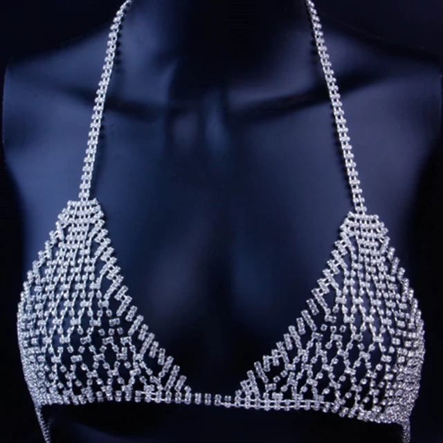 Metal Mesh Bra Thong Harness Belly Waist Chain Body Jewelry Sets