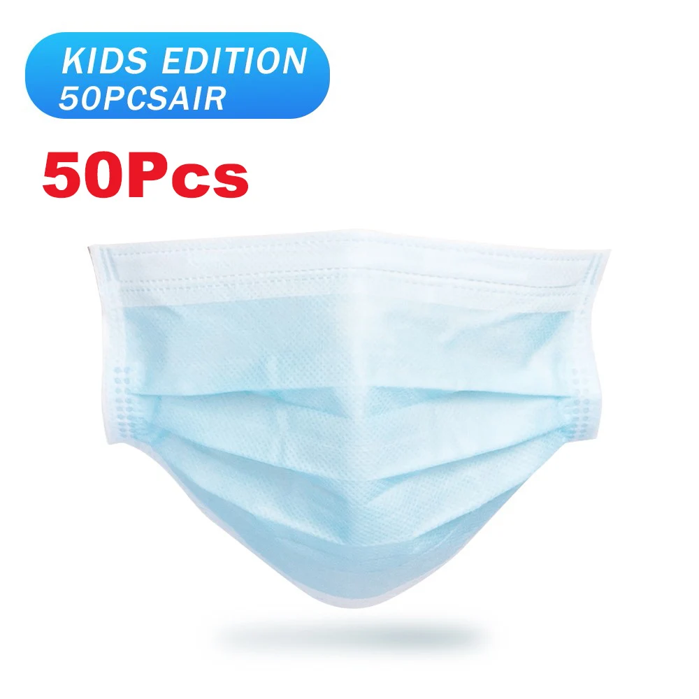 

50Pcs For Kids Disposable Mask Anti Pollution Bacteria Anti Dust Mouth Mask Non-woven Face Mask 3-Layer Protective Health Care