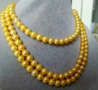 

50"8-9mm natural tahitian black peacock pearl necklace