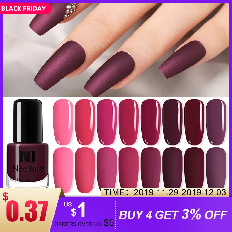 

NEE JOLIE 3.5ml Solid Color Matte Nail Polish Colorful Black White Red Long Lasting Manicure Matte Nail Varnish DIY 82 Colors