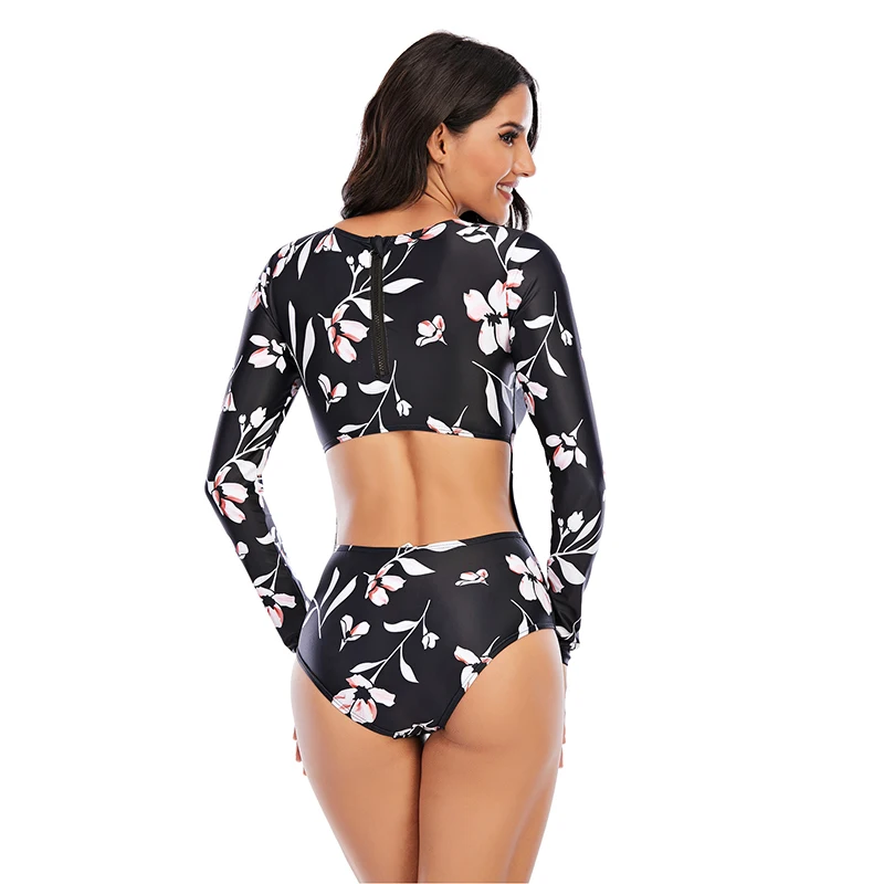 Surfing Swimsuit For Women 2022 Bikini Long Sleeve Swimwear Tiger Print Push Up Summer Bath Suit Two Piece Bandeau Biquini plus size swimwear